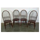 Spindle back chairs, group of four, wear as shown
