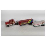Tonka semi truck and two metal trailers
