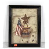 Patriotic country craft print, framed 14x18