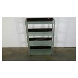 Frosted glass book case, 15" x 32" x 45"damage as