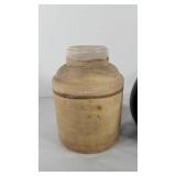 Stoneware crock and jug, jug is missing handle