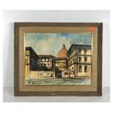 Painting on canvas, Venice scene, signed, framed