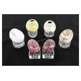 Six decorative eggs, includes two wooden eggs,