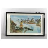 Asian style stone shadowbox wall hanging, good