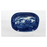 Ironstone blue castle rectangle platter, 11"