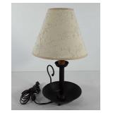 Table lamp with embroidered shade, 17.5"