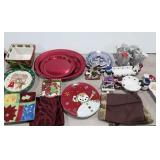 Christmas decor, garland, plates, lines, etc.