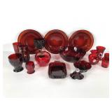 Red glass group, Pilgrim Glass blown small