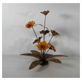 Floral sculpture, orange ceramic flowers, ruffled
