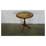 Accent table, daisy and butterfly design, cracked