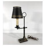 Black and gold tole metal library lamp, stands