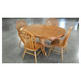 Pedestal dining table with four chairs, 42 x 60,