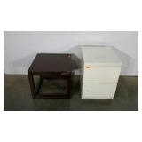 Small  table and laminate two drawer stand, table