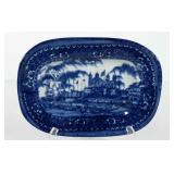 Ironstone blue castle rectangle platter, 11"