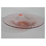 Pink depression glass bowl, 12.5"