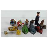 Toys, includes tin noise makers, irons, tin duck