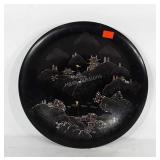 Asian decor lacquer plate, 16.5"