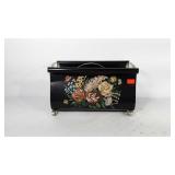 Floral painted toleware magazine rack, one foot