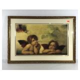 Raphael Cherubs print, framed and matted, 40x28