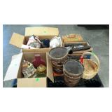 Skid lot: baskets, glassware, cork tiles,