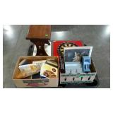 Side lot: books, pine stand, dart board,
