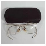 Gold filled frame eyeglasses with case
