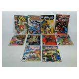 Comic books, 9 Marvel and one Star Comics,