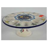 Ceramic pedestal deviled egg plate, 4" x 10.5"