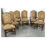 Six dining chairs, two captain