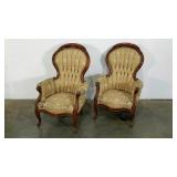 Pair of Victorian parlor chairs, damage as shown