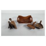 Mixed group, includes wooden tray, cone shaped