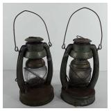 Two little air pilot oil lanterns, one marked No.