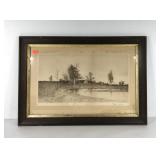 Early E. L. Field etching print, signed, framed,