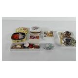 Jewelry and trinket boxes, includes beads,