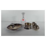 Mixed group, includes glass decanter, three