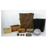 Household group, includes laundry hamper,