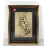 Virgin holding child Jesus print, nicely framed