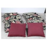Pair of tropical floral print patio cushions, 41"