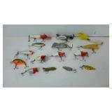 Assorted fishing lures. Approximately 15, various