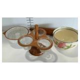 Bakeware group,  includes enamel bowls, rolling