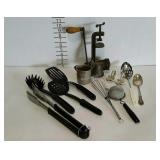 Utensils, napkin rings, grinder