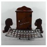 Mixed group, includes wooden wall cabinet, two