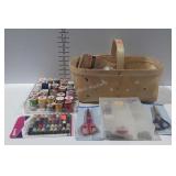 Basket of sewing supplies