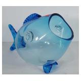 Glassware, Blenko mid century blue glass fish