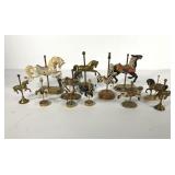 Carousel horse statues collection, dozen, brass,