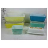 Pyrex refrigerator dishes and butter dish, only 2