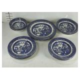 Group of Churchill blue willow dishes