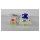 Glassware, includes hand painted Fenton candle