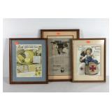 Framed advertising,  three framed and matted ads