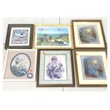 Six decor pictures, sizes from 14x17 to 18x22